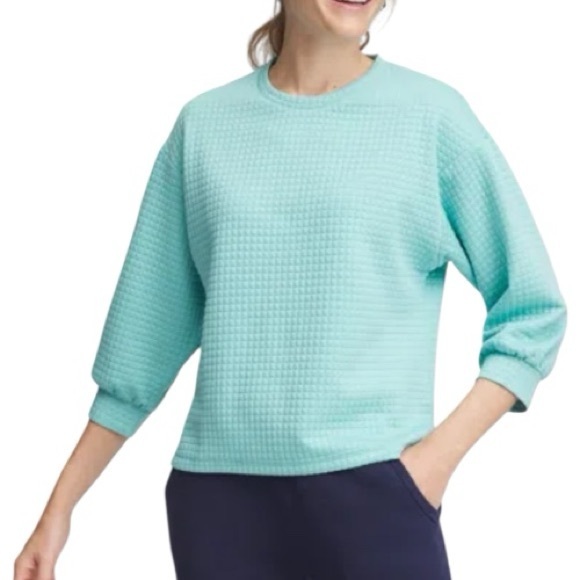 Chico's Sweaters - Chico’s Women's Zenergy® Jacquard Bubble-Sleeve Top Size 1